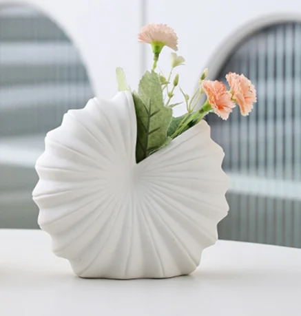 Premium Quality Luxury White Ceramic Vase Modern Desk Aesthetic Room Decor Unique Bud Vases Matte Color