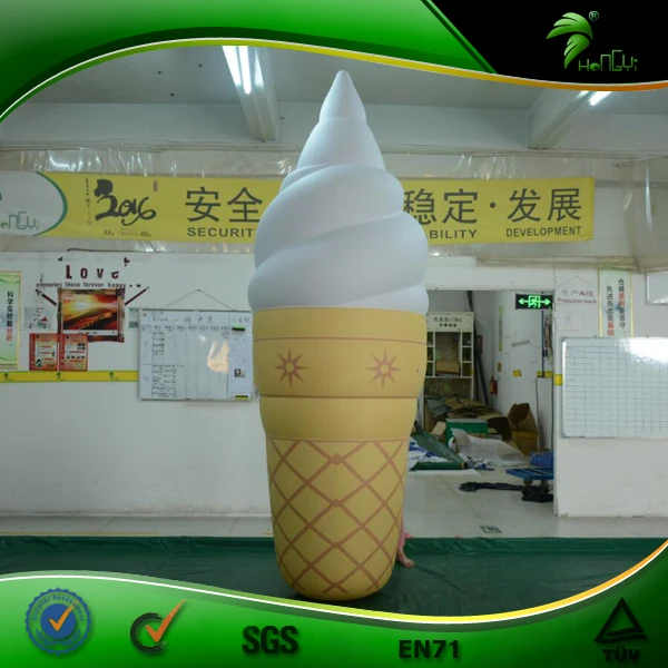 Outdoor Giant Inflatable Ice Cream Cone Summer Decoration Inflatable LED Lighting Advertising Model