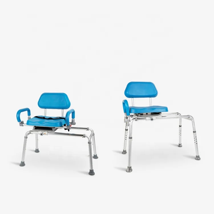 LQX HEPO Height adjustable rust-free aluminium and PU Seat Shower Chair for toilet bathtub carousel rotating sliding bath chair