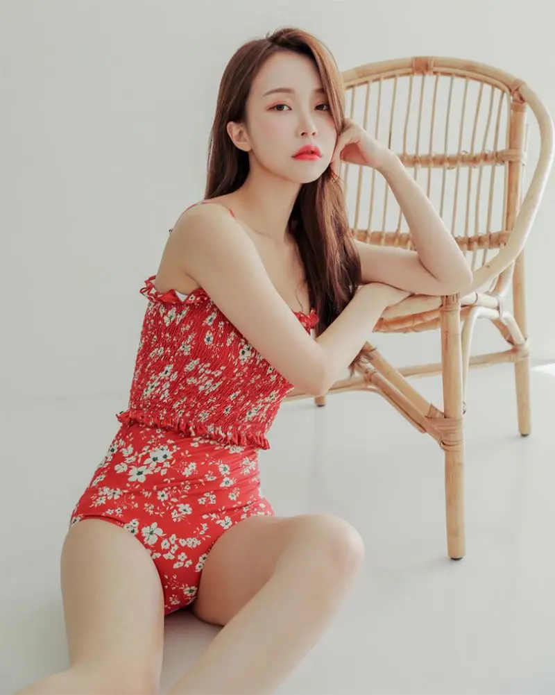 Newest Sale Japanese Floral Printing Swimwear Young Women One-piece Sports Wear New Bikini