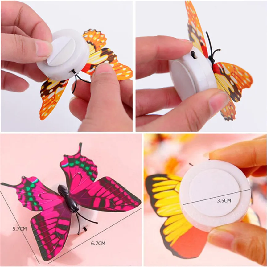 
LED 3D Butterfly Wall Stickers Night Light Lamp Glowing Wall Decals Stickers House Decoration Home Party Desk Wall Decor 