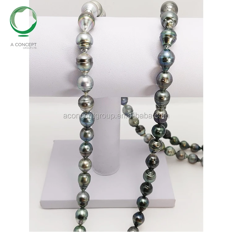 High Quality 40cm Good Luster Very Nice Colour Tahitian Pearl 8-11mm Circlestrand, tahitian black pearl
