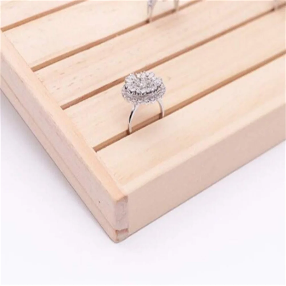 Simple L Shape Natural Color Wooden Earring Ring Display Stand 4