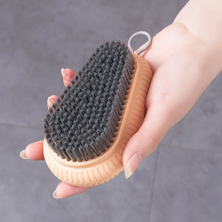 Plain plastic soft-bristled laundry brush