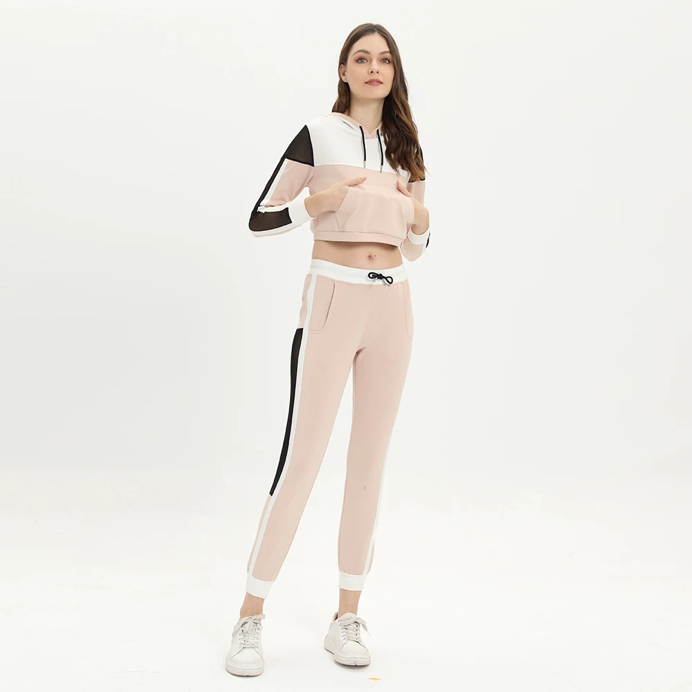 Fashion Women Sweatsuit 2 Piece Set Autumn Casual Slim Crop Tops Hoodies Long Pant Suit Long Sleeves Streetwear Tracksuit
