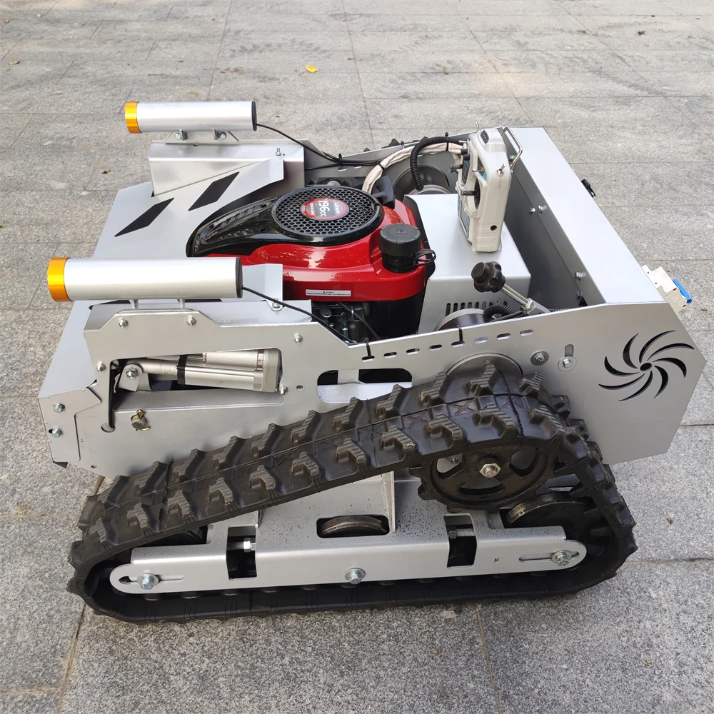 Multifunctional Remote Control Crawler Gas Lawn Mower Robot Small Robotic Garden Lawn Mower For Wasteland Mower On Road Slope