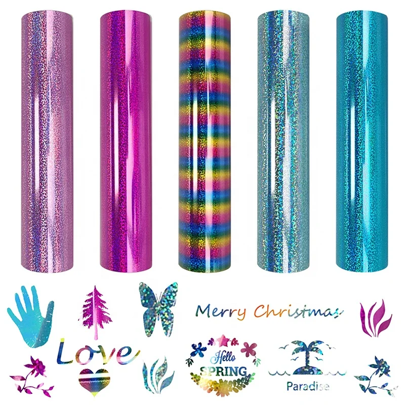 Shunaimei pet film holographic rainbow htv iron on heat transfer vinyl vinil textil