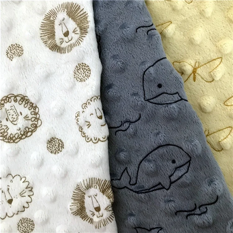 
Polyester Cartoon Print Embossed Baby Cuddle Bubble Minky Dot Plush Blanket Fabric 