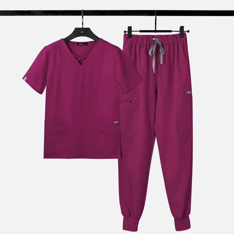 2023 Customized Logo Short Sleeved Surgical Suit Doctors Zipper Scrubs Uniforms Sets Nursing Hospital Uniforms Wholesale