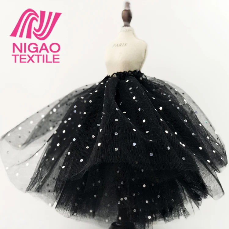 
Wholesale multicolor 100%Polyester polka dot mesh fabric sequin fabric tulle for TUTU Dress 