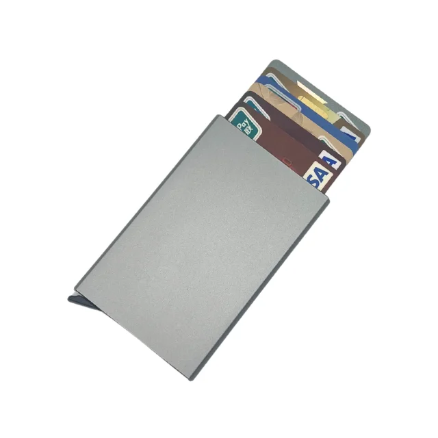 New Trend Personalised Minimalist Wallet Aluminum Metal Credit Card Holder Mens Slim Rfid Block Pop Up Wallet For Gifts