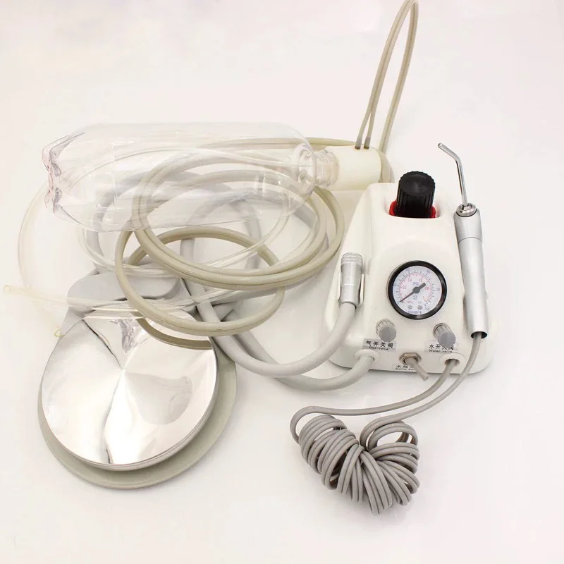 Портативный 4 отверстия Воздушный турбинный блок из нержавеющей стали мини стоматологический доставки с 600 мл воздушным шприцем для воды бутылка