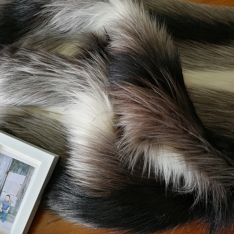 Оптовая продажа, индивидуальные полосы, 100% акриловая мягкая длинная ворсовая ткань из искусственного меха для одежды