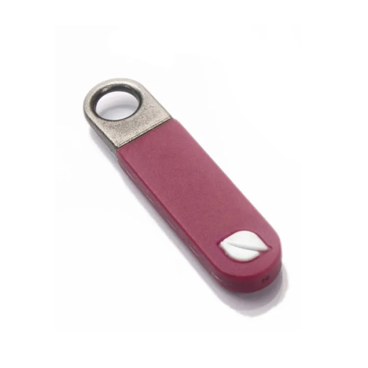 TPU Injection Rubber Zip Slider with Metal Custom Logo Rubber Metal Zipper Puller