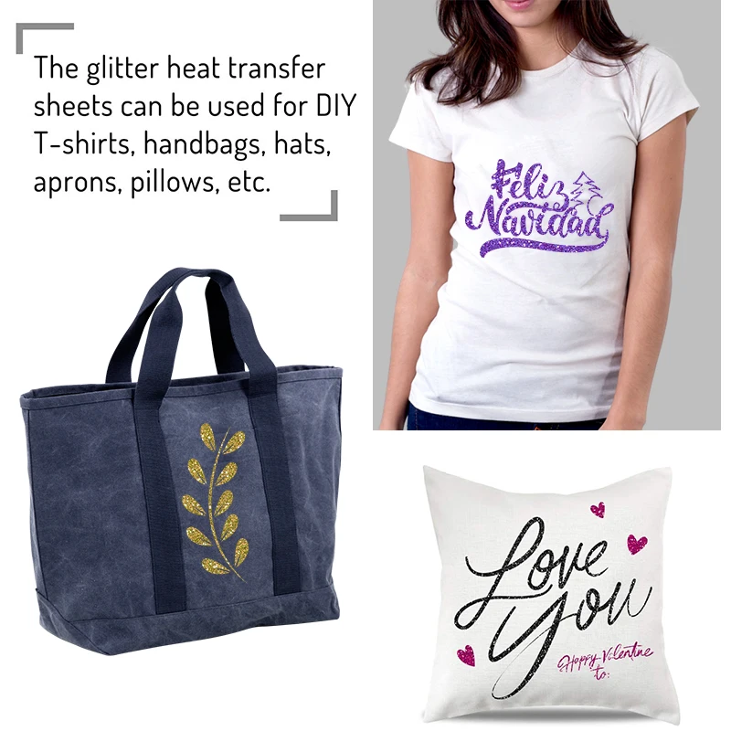 Wholesale HTV Free Sample T shirts Various Color Glitter Heat Transfer Vinyl for Clothing