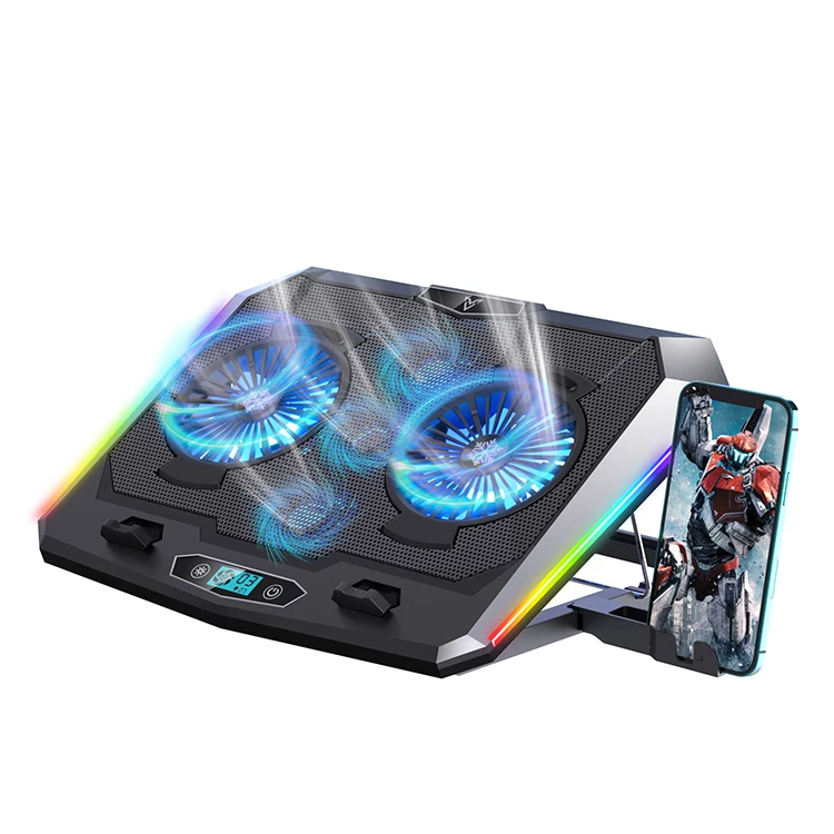 17inch Gaming Laptop Cooler five Fan Led Screen Type-C USB Port RGB Lighting Laptop Cooling Pad Notebook Stand For Laptop