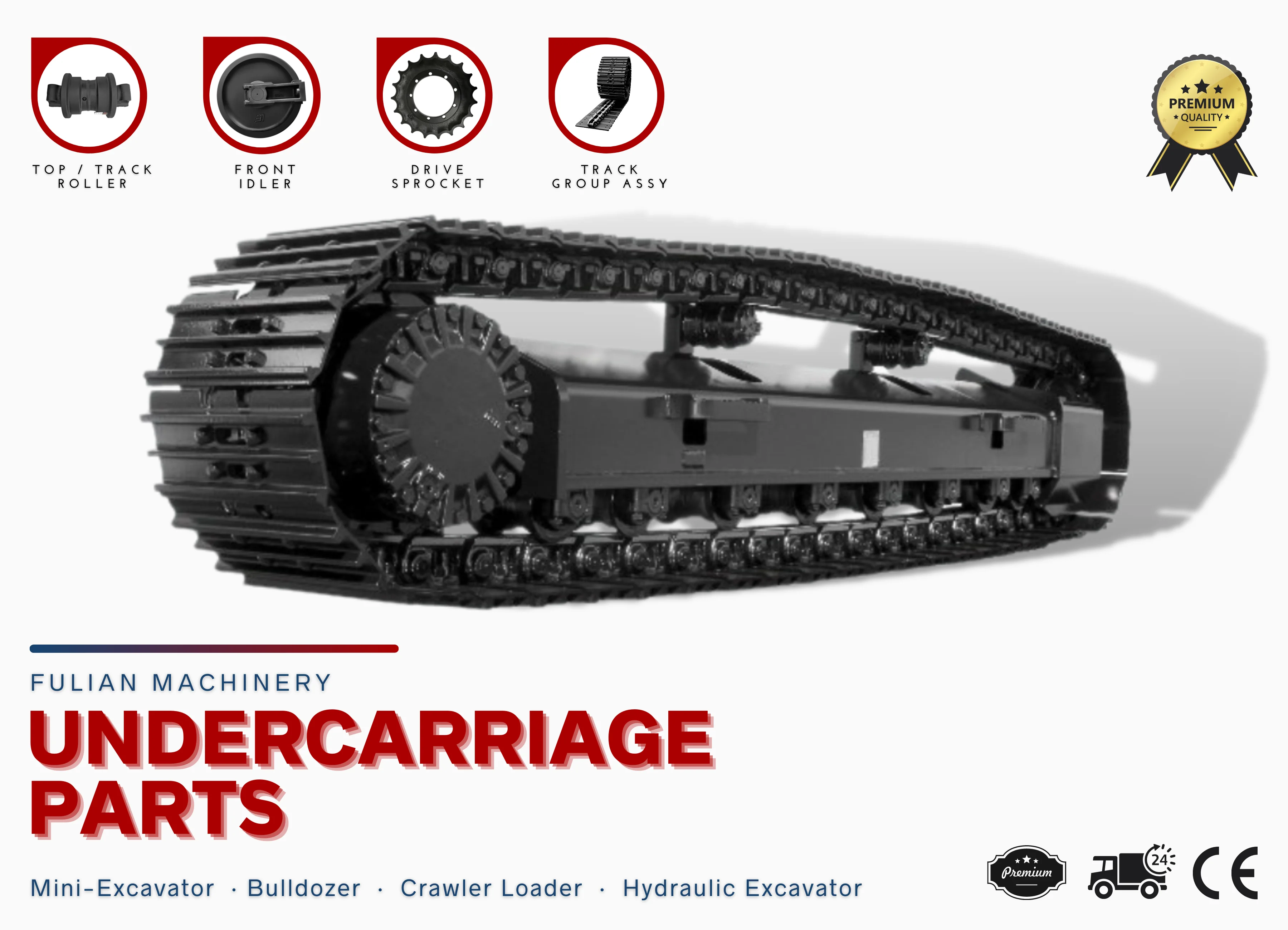 TB175 Series Mini Excavator Undercarriage Rubber Track Chassis Carrier Roller Idler Track Roller Wheel Sprocket for Takeuchi