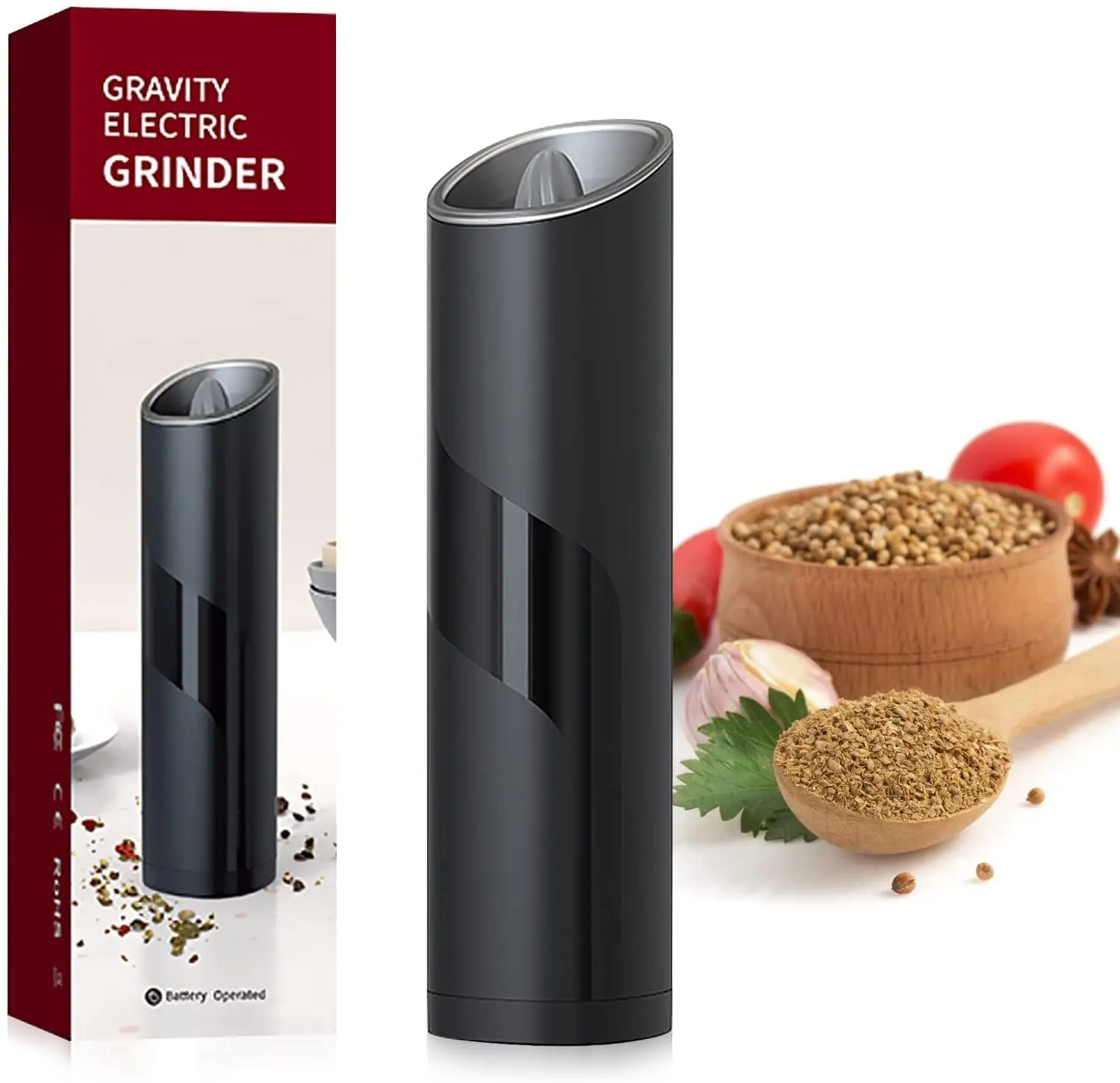 Gravity Electric Pepper Grinder Spice grinder with Adjustable Coarseness LED Lights Automatic Pepper and Salt Mill Grinder
