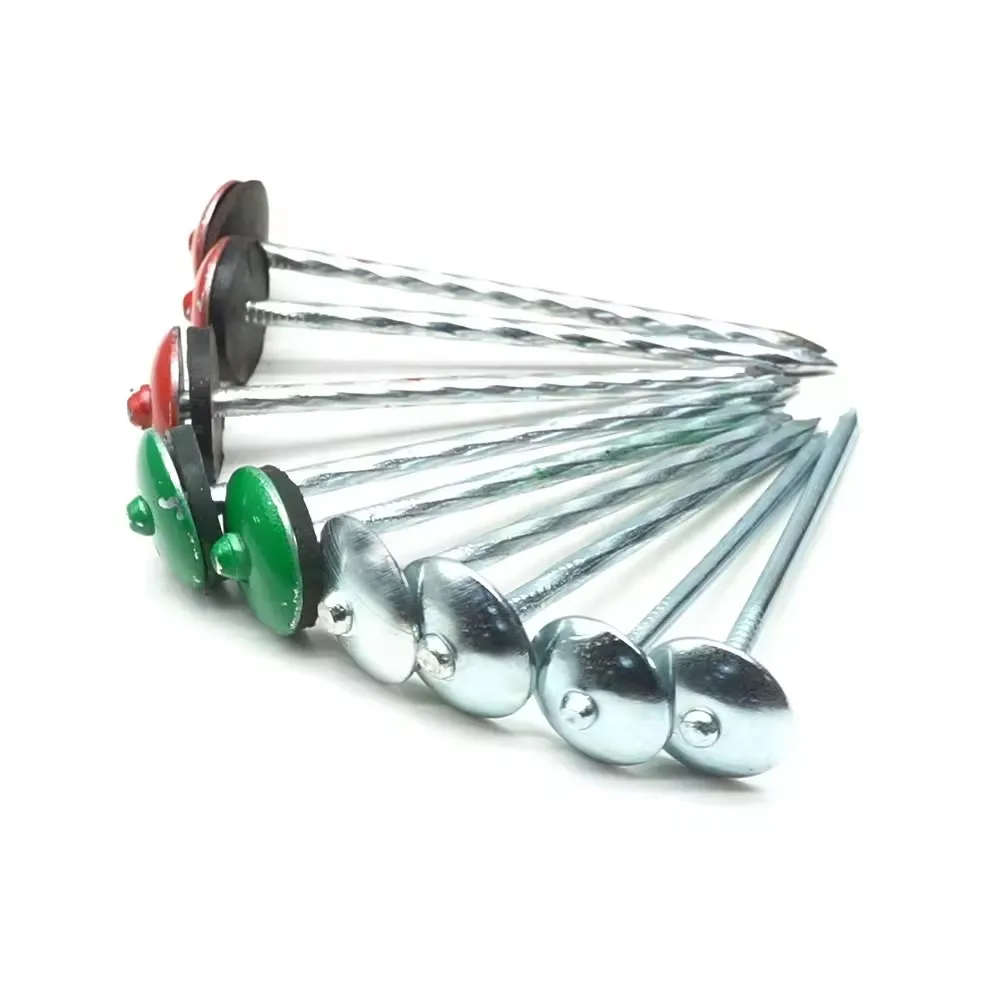 nails with plastic rubber washer twisted umbrella roofing nails