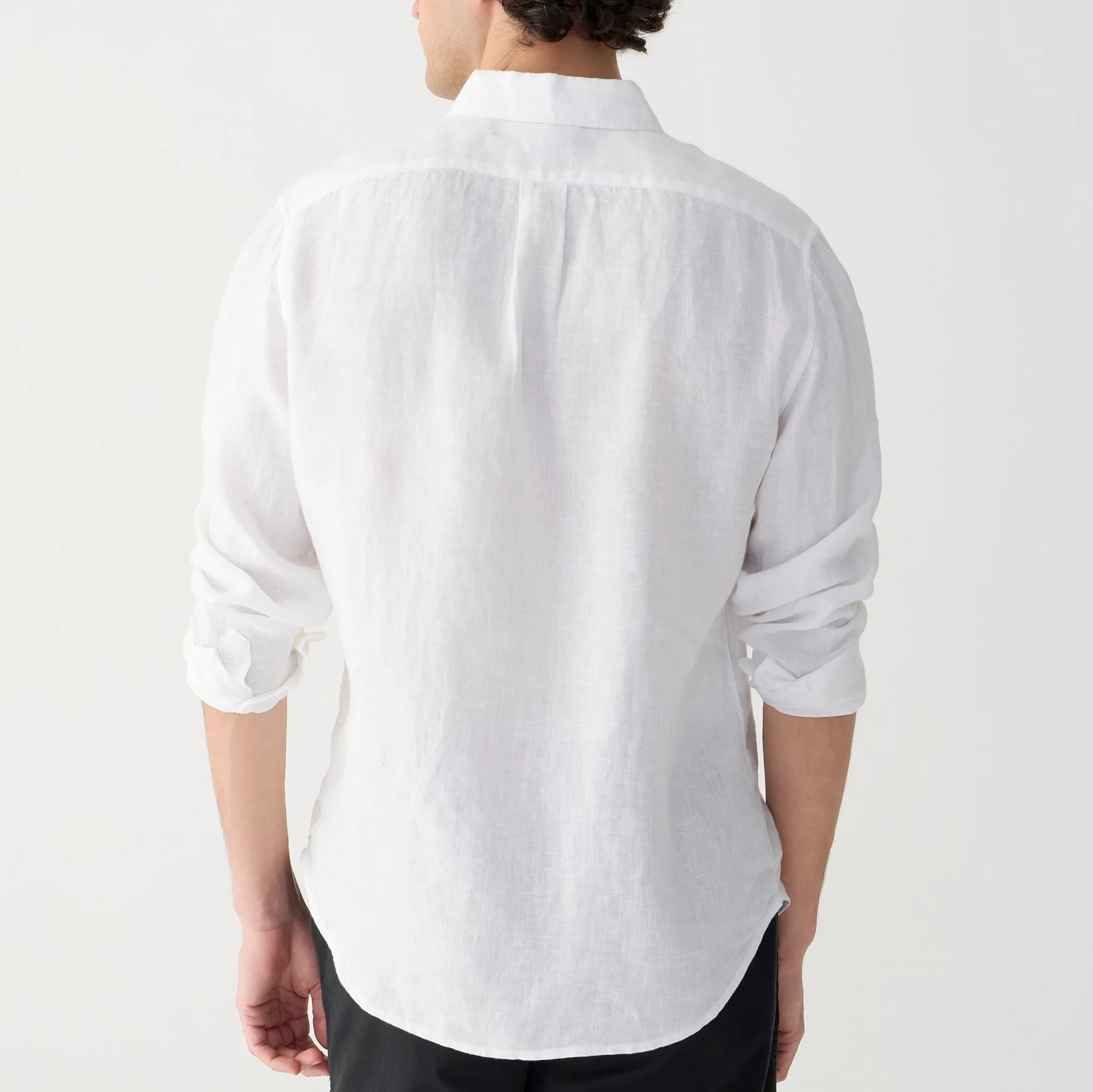 Custom Wholesale Casual Long Sleeve Breathable White Cotton Linen Shirt For Men