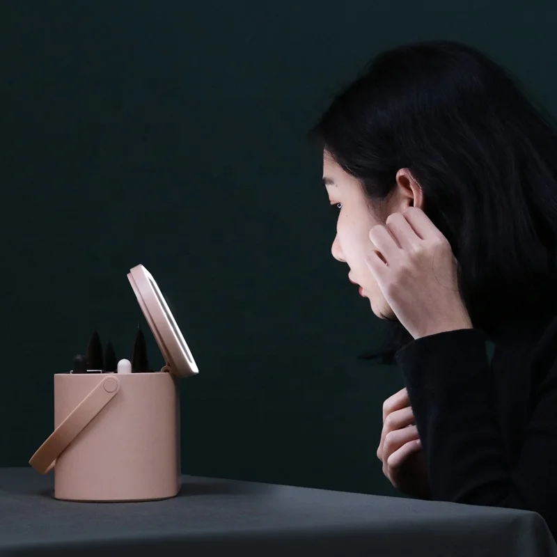 beauty device home use led light mirror with storage makeup bag travel eco friendly cosmetic packaging for ladies