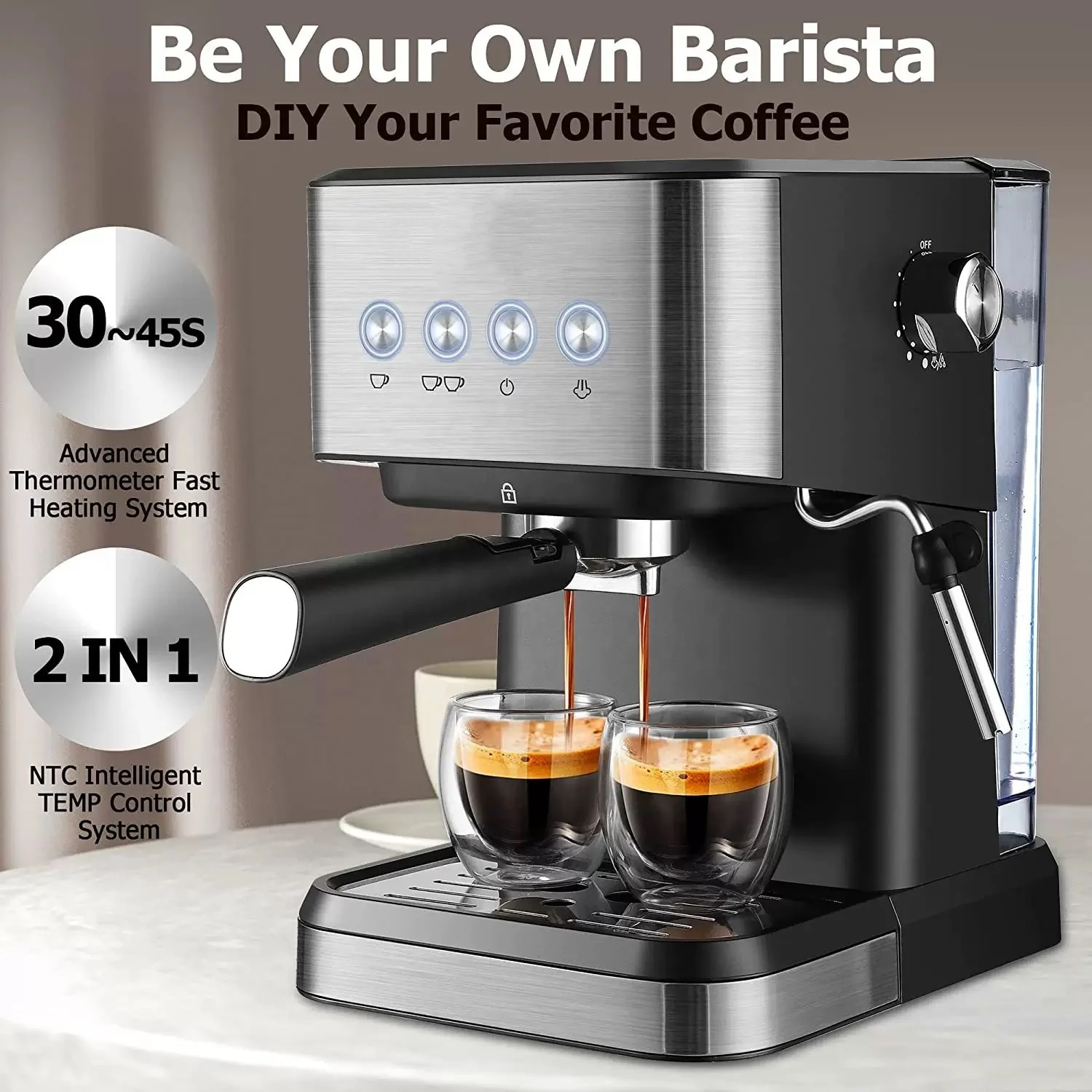 Professional Home Semi Automatic Expresso Coffee Machine all-in-one steam brewed cappuccino Americano Espresso Coffee Machines