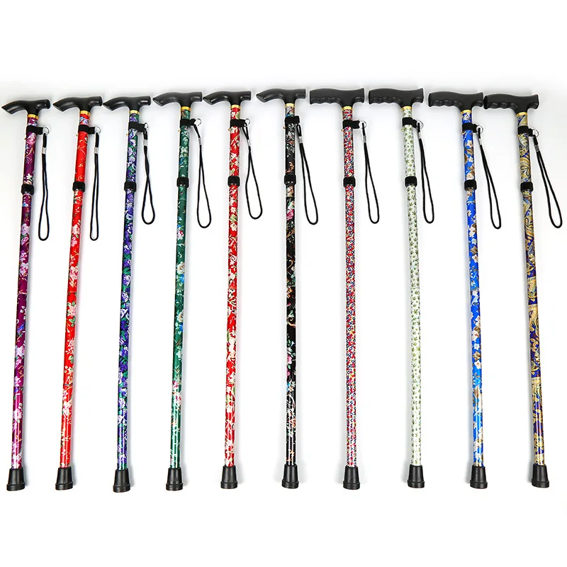 Lightweight Aluminum Crutches Hiking Ultralight 5 Section Adjustable Walking Stick Aluminum Alloy Foldable Canes