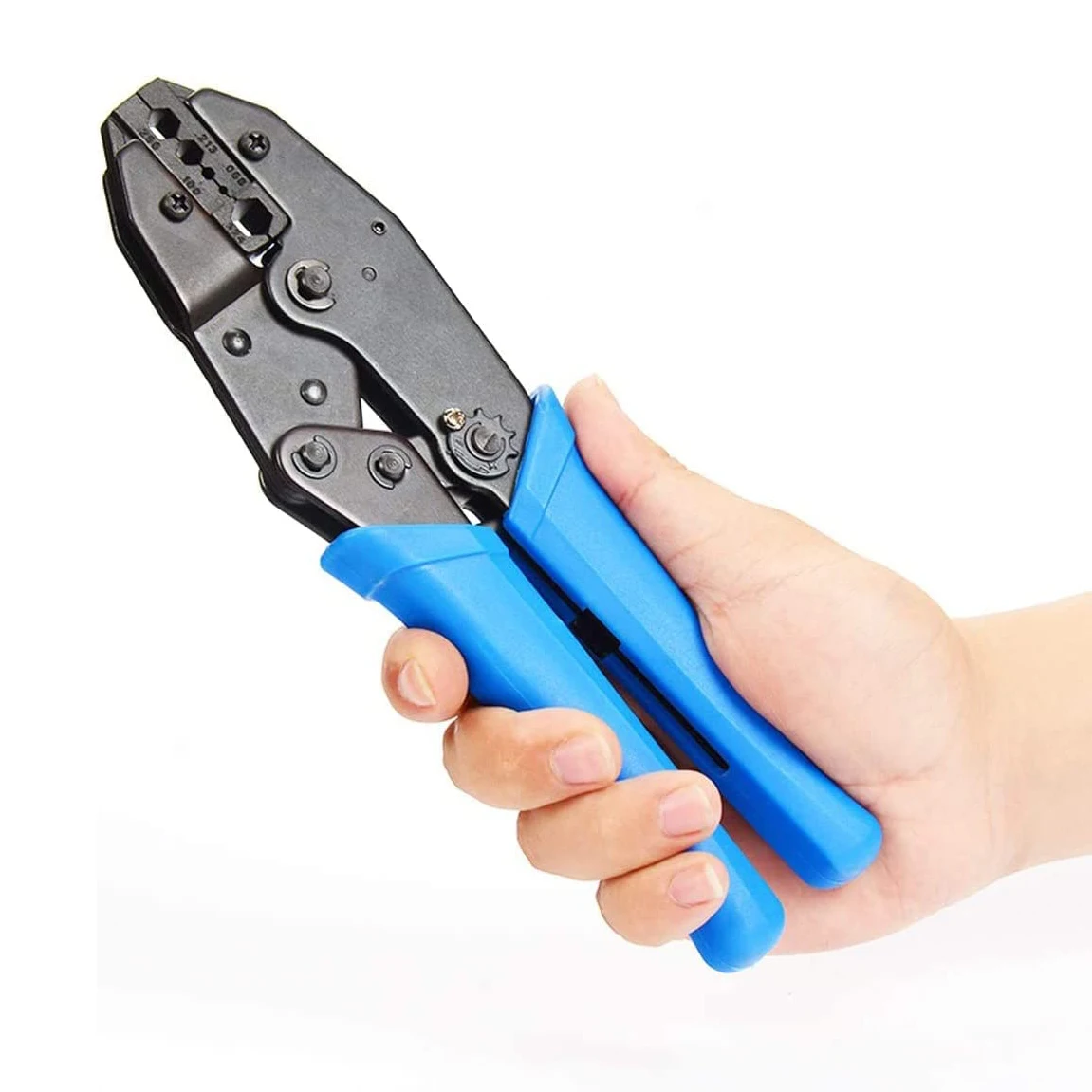 Fixed Jaw Coaxial Cable terminal crimper ratcheting wire crimping tool for RF connector