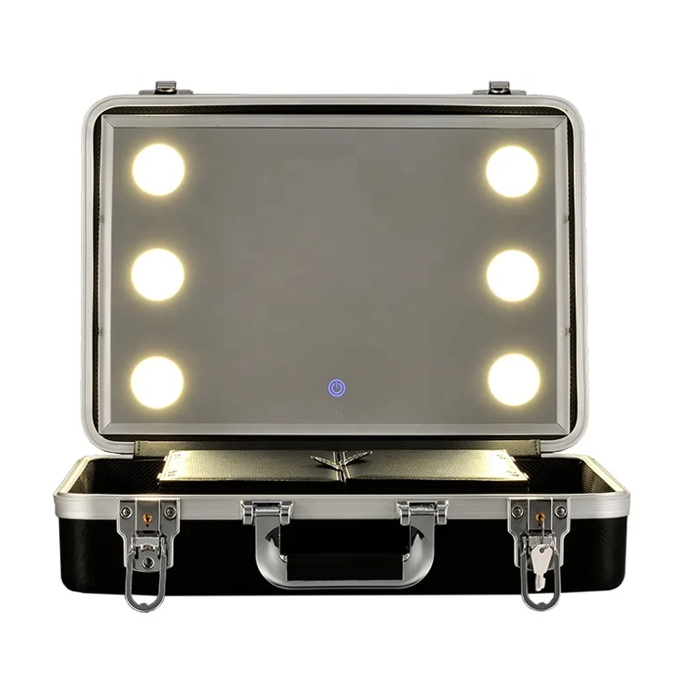 
2020 New Style 3 grades Color Lights Professional Makeup Train Case Box with Mirror 