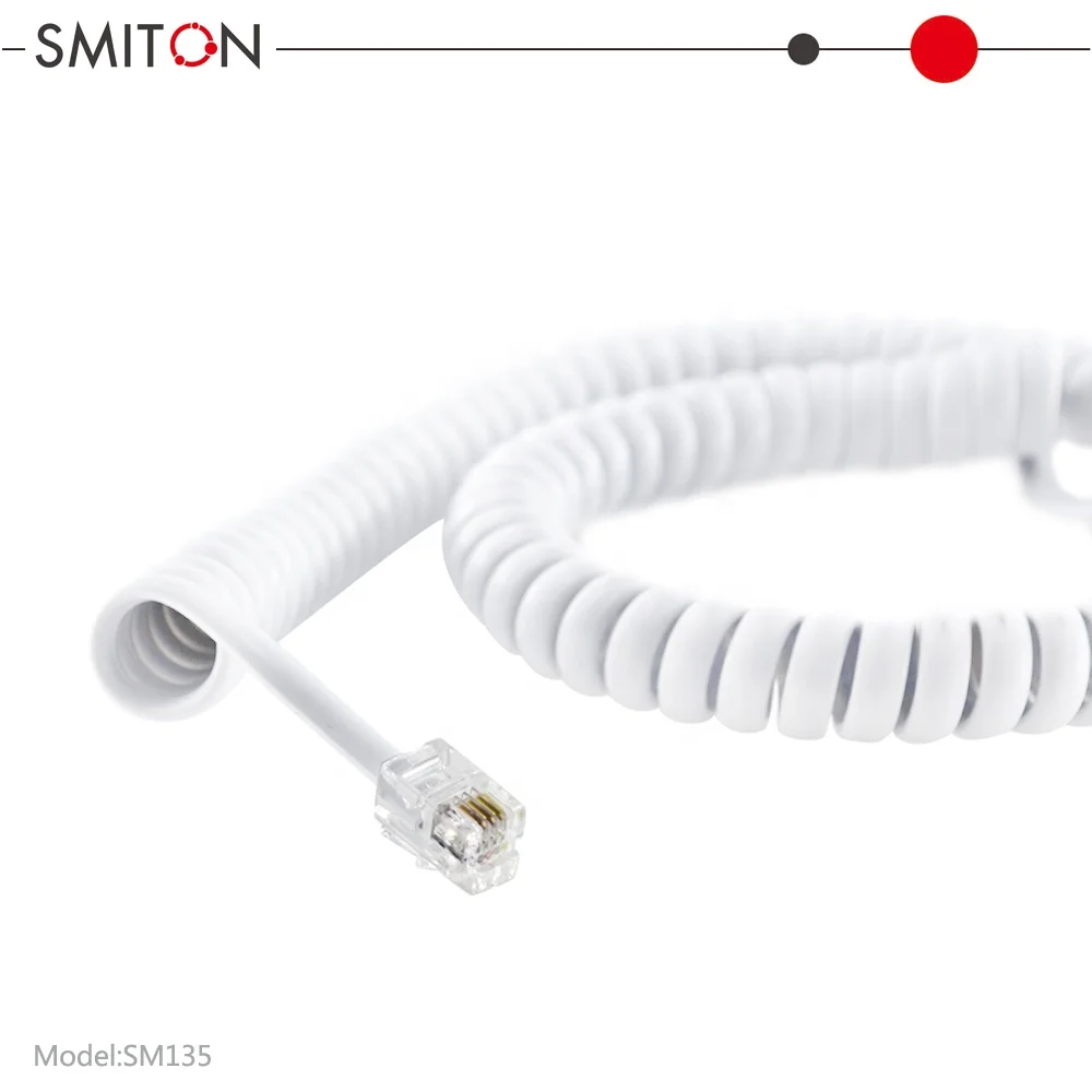 28/30AWG 2merer  Black Copper RJ9 4P4C Phone Curly Cord