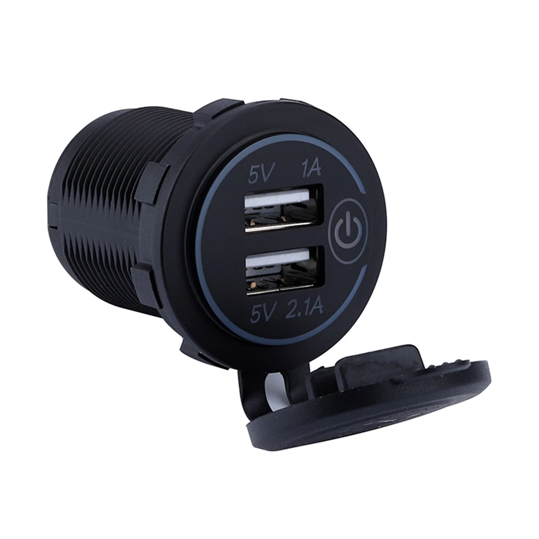 Waterproof Motorcycle Aluminum Motorcycle 36W 12V Marine Dual euro USB Car Charger Power Socket With ON OFF Switch Digital