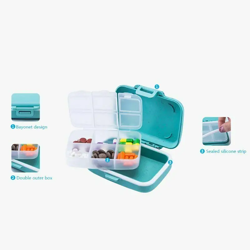 Hot Sale 6 Compartment Pill Box Medicine Tablet Container Vitamin Drug Holder Case Travel