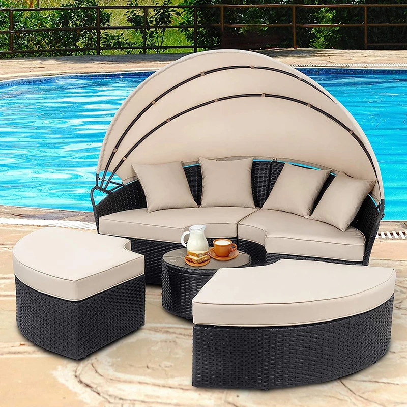 Patio Furniture Chaise Outdoor Recliner Lounge Chair Garden Furniture Rattan Lazy Leisure Metal Iron Modern Picture 1 Set