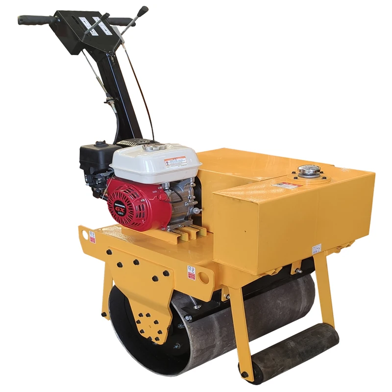 Walking type gasoline powered single steel wheel vibratory roller 2 tons compaction power compaction truck