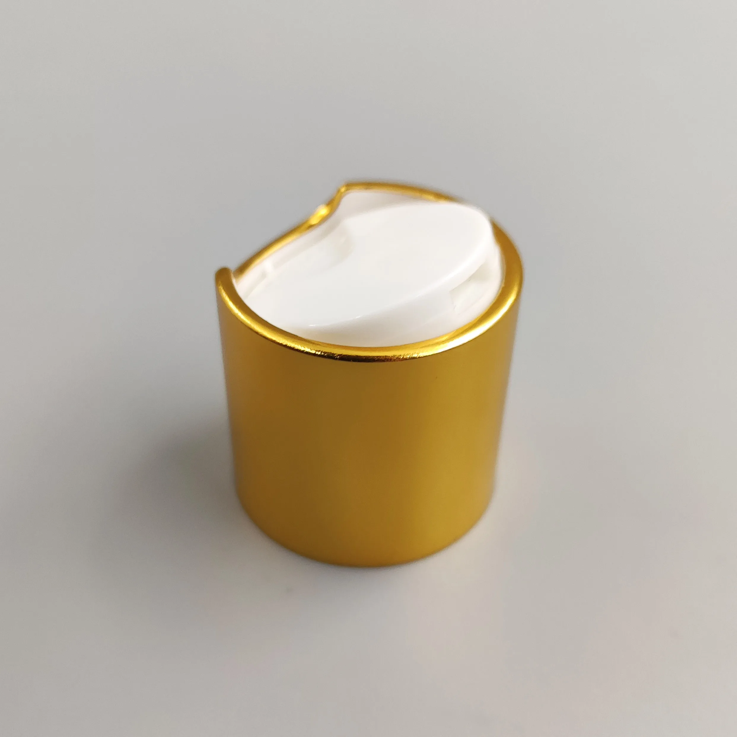 wholesale factory piece  28/410 metal aluminum  gold disc top cap customized for bottles gold matte disc cap
