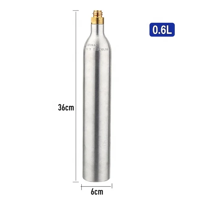Soda Bottle Cylinder,0.6L Soda Water Tank Aluminum Co2 Cylinder with TR21-4 Valve,Carbonated Fresh Water Drink Refill Soda Maker