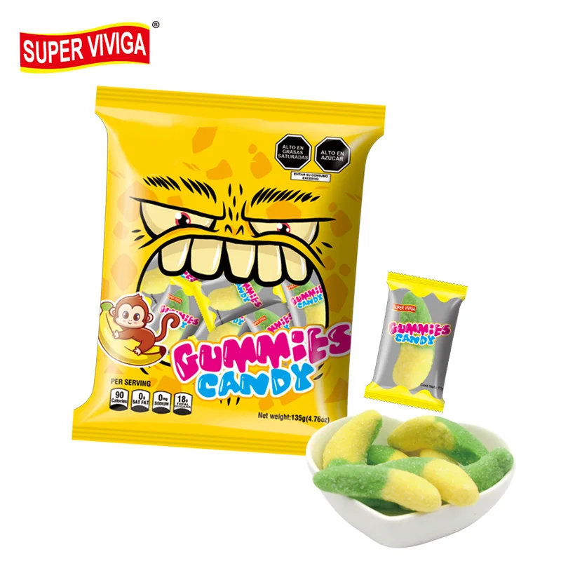 Wholesale Halal Sugar Coated Worm Shape Sweet Sour Jelly Gummy Candy