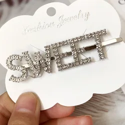 LHP006 Trade assurance Fashion hair pin zircon Rhinestone Custom yes sweet love  letter hair pin for Women jewelry wholesale