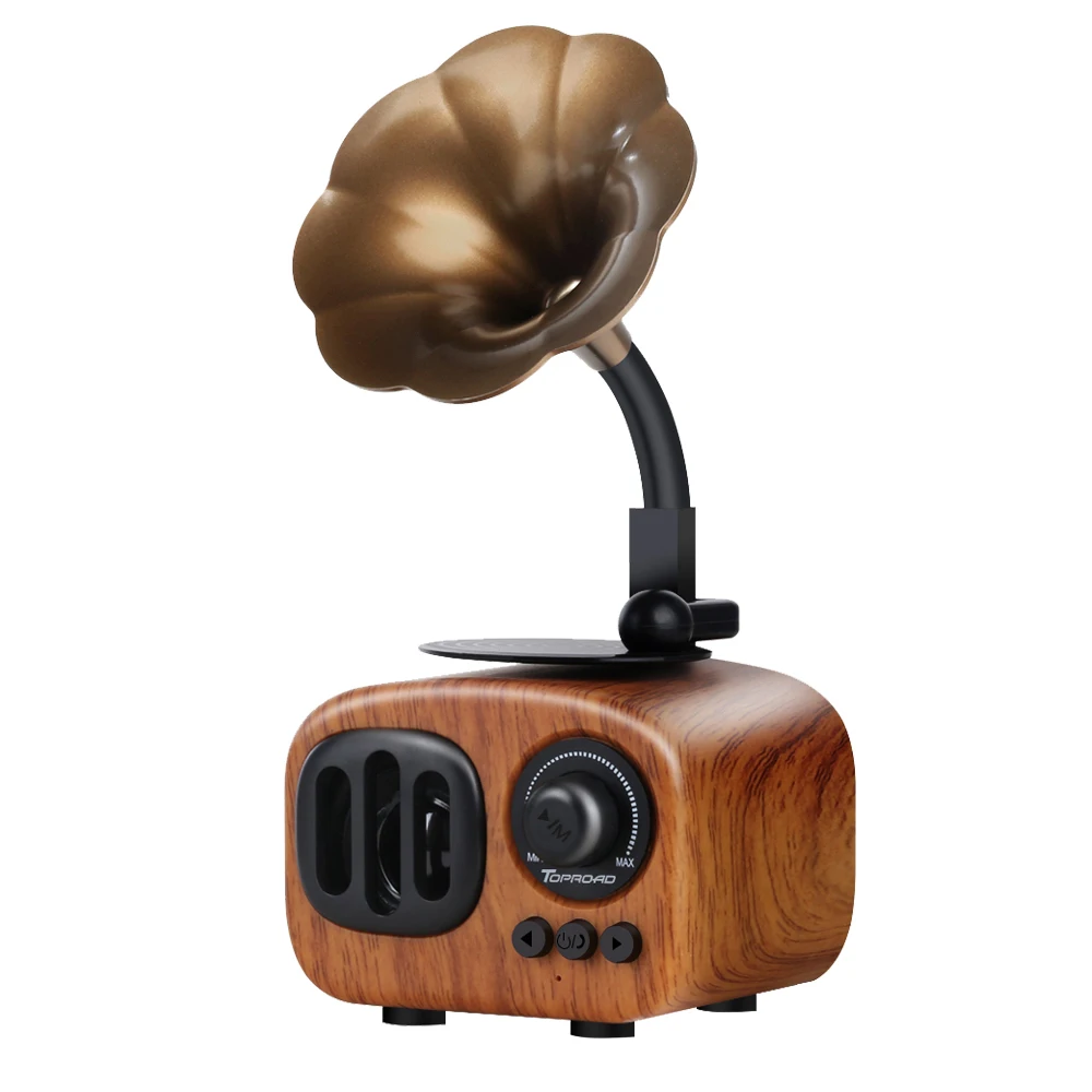Retro Mini Wireless Speaker B7 Trumpet Style Stereo Subwoofer Music player Box Wooden Speakers Support AUX FM TF for Phone PC