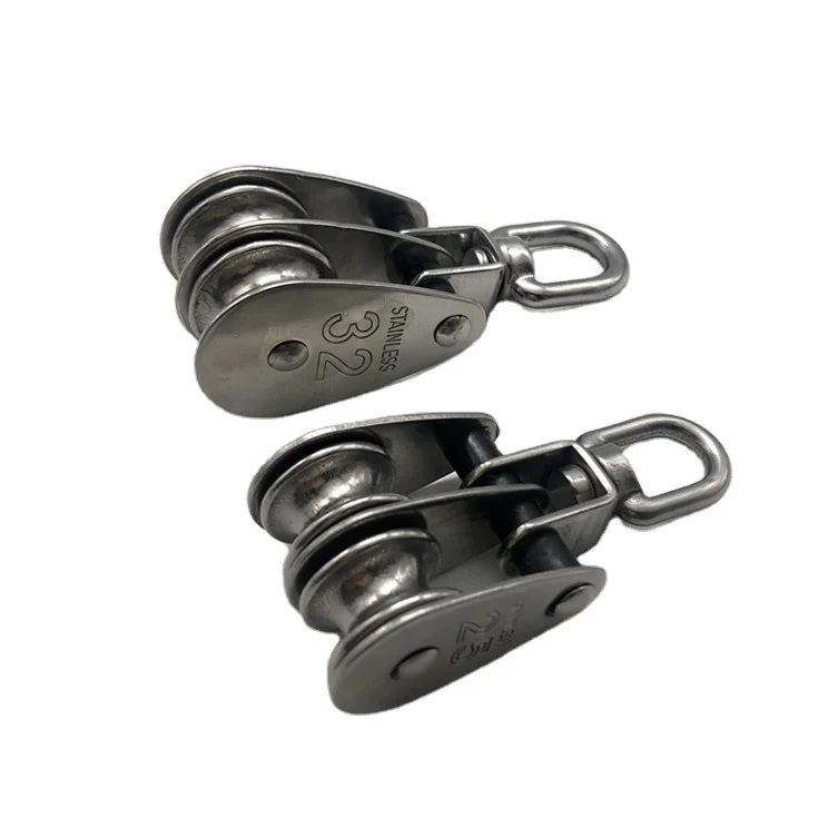 M25/M32/M50 Stainless Steel Swivel Wire Rope Crane Double Pulley Lifting Block Hanging Wire Towing Wheel