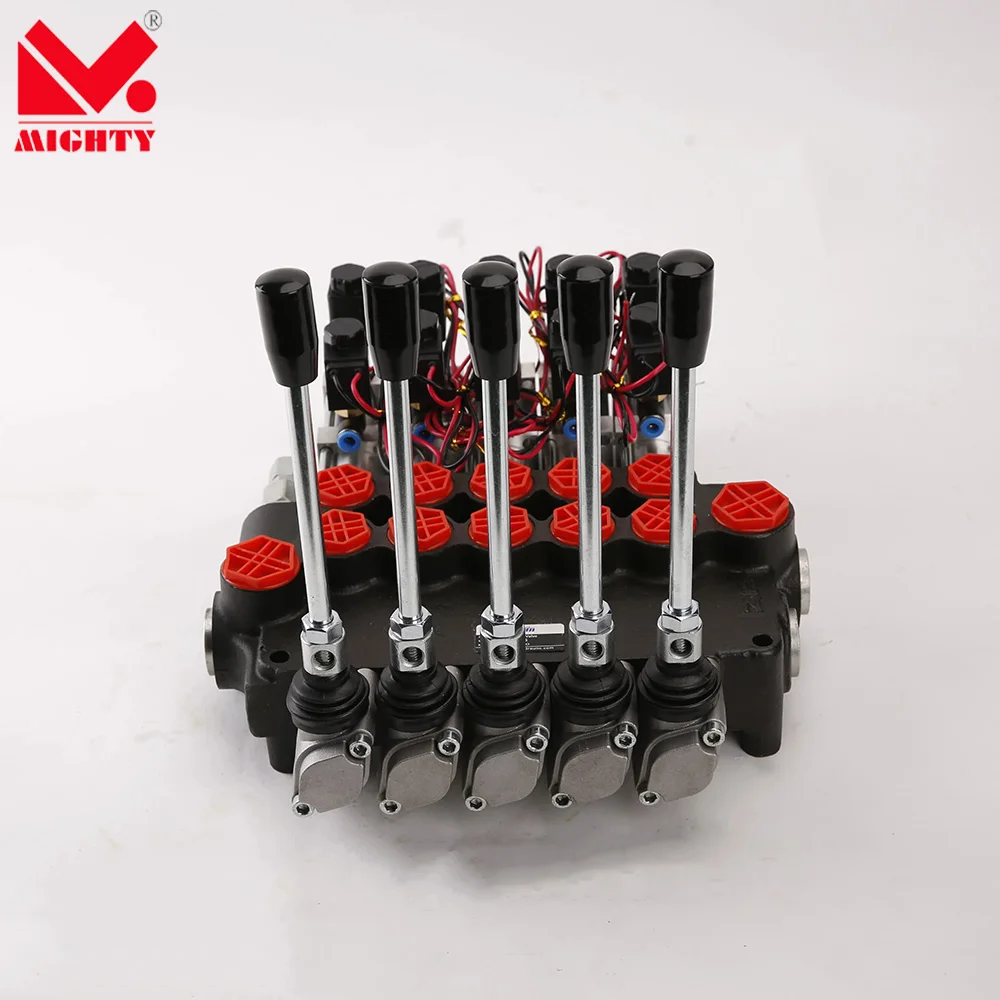MIGHTY hydraulic electric and air contral valve 80LPM 5 spools P80-5 for lever 250bar Monoblock Hydraulic Distributor