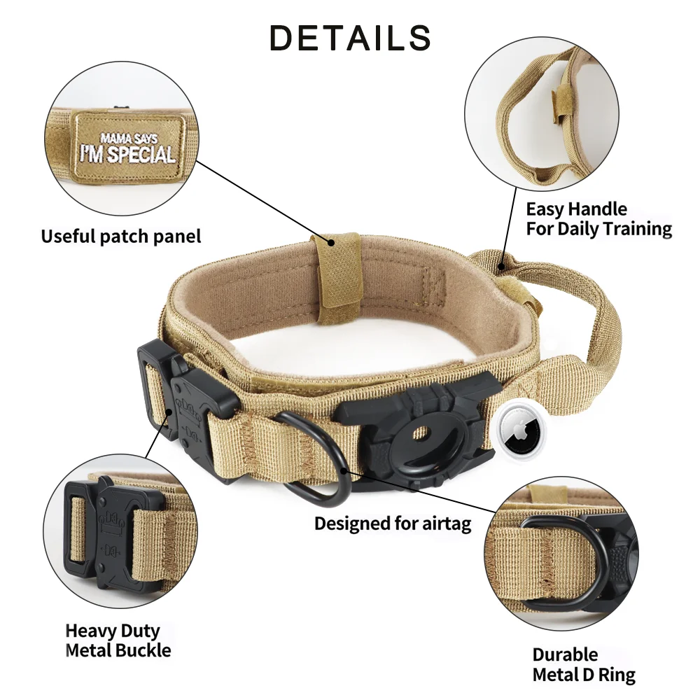 Wholesale Personalized GPS Tracker Air Tag Dog Collar Adjustable Nylon Heavy Duty Airtag Training Tactical Pet Collars For Dog