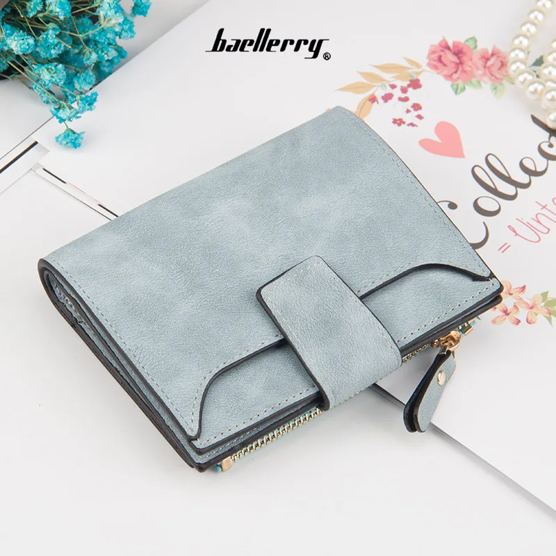 Женский клатч кошелек на пуговицах портмоне Baellerry Mini чистый цвет молнии Couro Carteira
