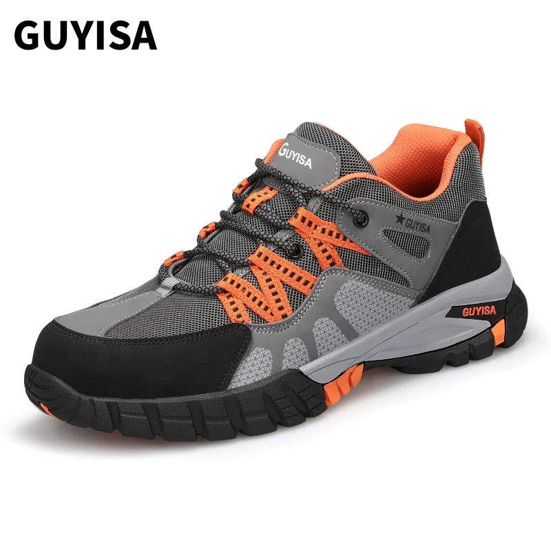 GUYISA High quality safety shoes waterproof super fiber leather uppers outdoor leisure steel toe sports shoes safety shoes