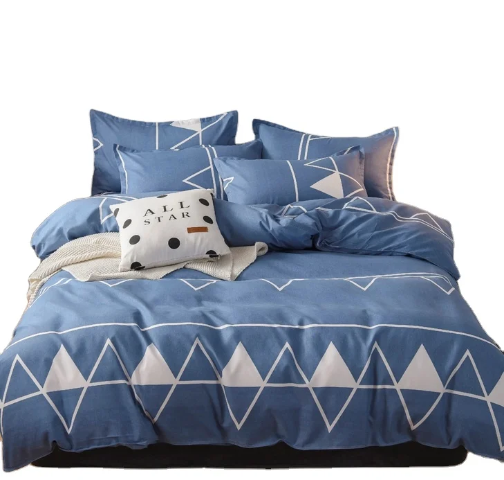 Hot Selling 100% Customized Bedspreads and Cotton Fiber Geometric Printed Bed Linen Duvet Cover Bedding Set