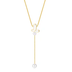 Wholesale Pearl and butterfly Necklace customized collar fashion jewelry stainless steel Necklace