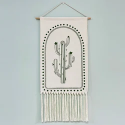 Boho style custom cotton woven coconut palm tree printed wall tapestry