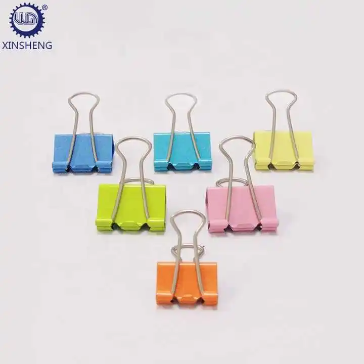 factory produces long colored metal clips of various sizes for holding tickets and documents