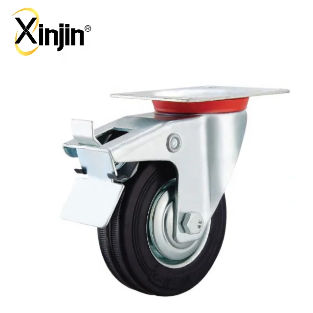 3 Inch Industrial Swivel Dual Brake Rubber Caster Wheel