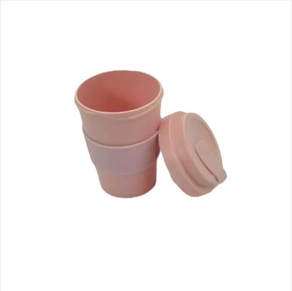 Wholesale eco friendly travel custom bamboo fiber reusable coffee cups disposable with lid